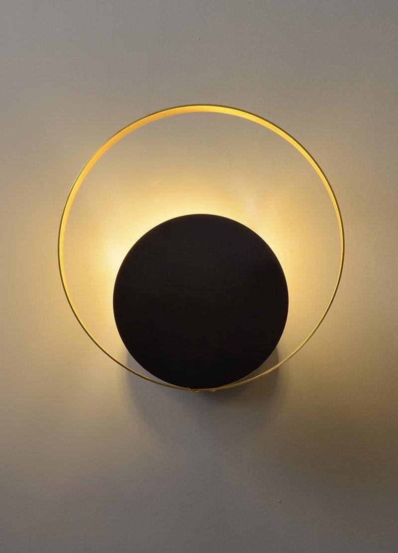 Circle Wall Lamp Set of 2 LED Brass and Black Finish