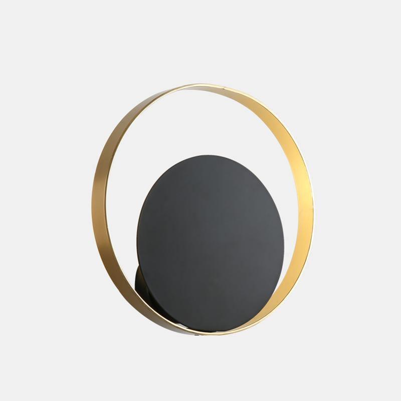 Circle Wall Lamp Set of 2 LED Brass and Black Finish