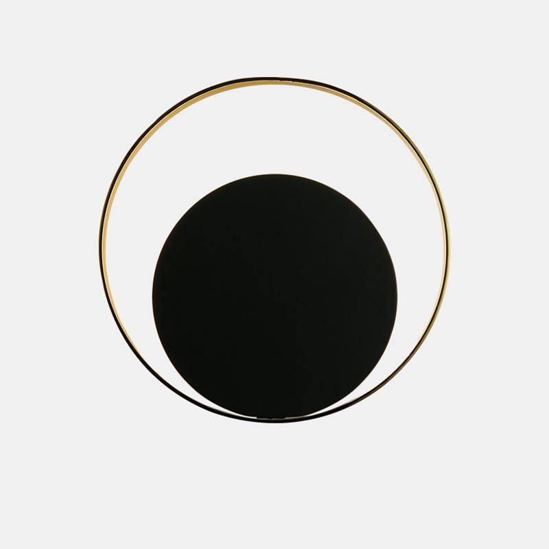 Circle Wall Lamp Set of 2 LED Brass and Black Finish