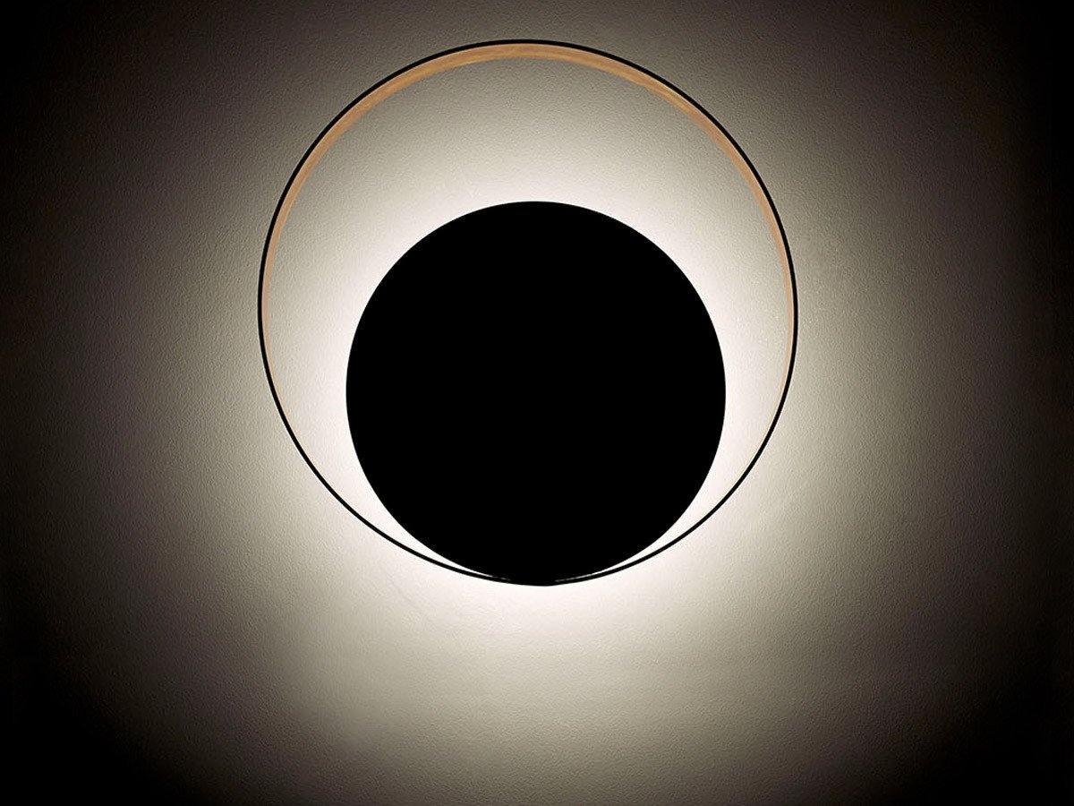 Circle Wall Lamp Set of 2 LED Brass and Black Finish