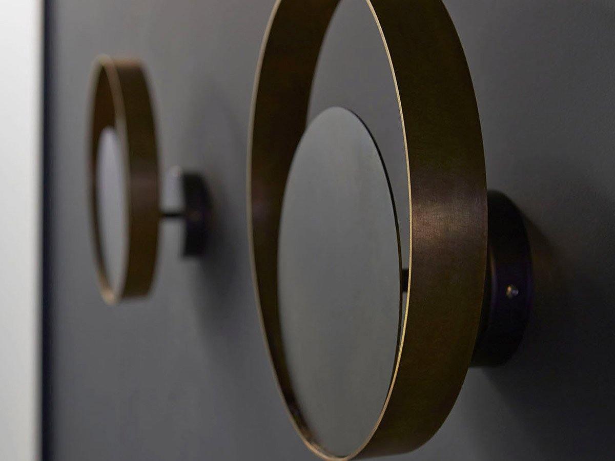 Circle Wall Lamp Set of 2 LED Brass and Black Finish
