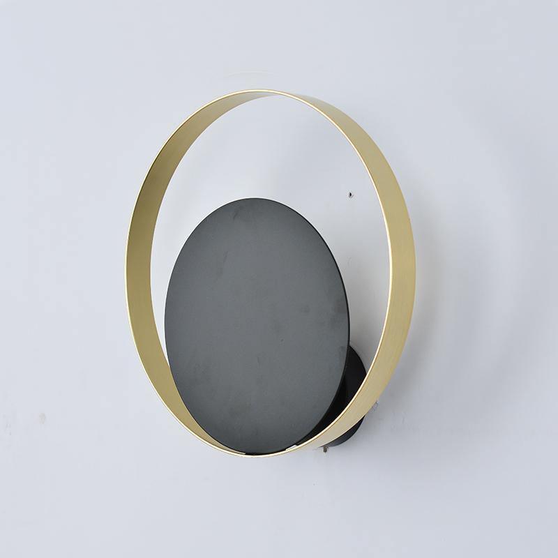 Circle Wall Lamp Set of 2 LED Brass and Black Finish