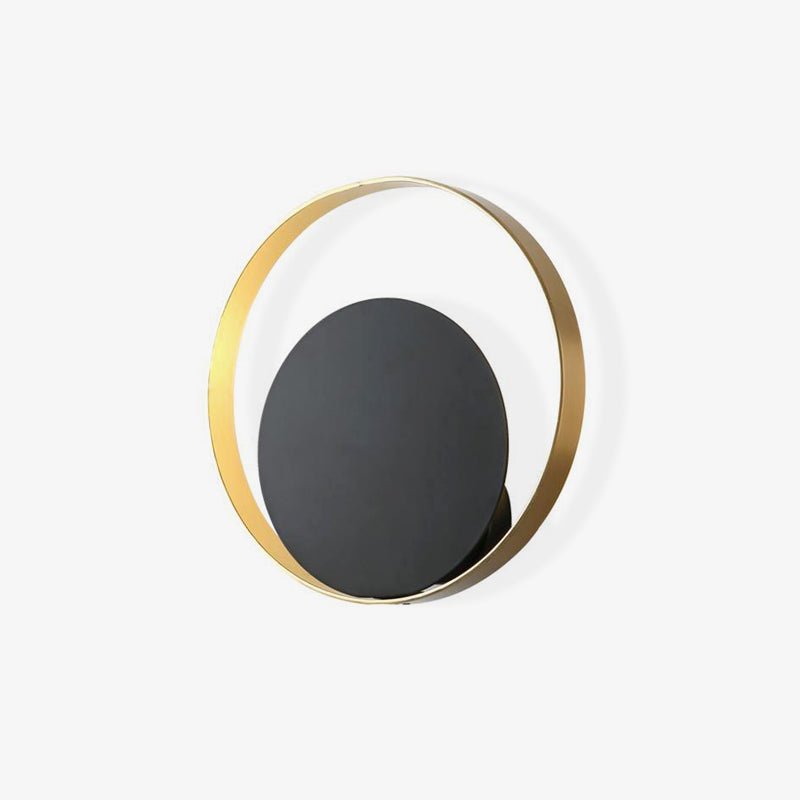 Circle Wall Lamp Set of 2 LED Brass and Black Finish