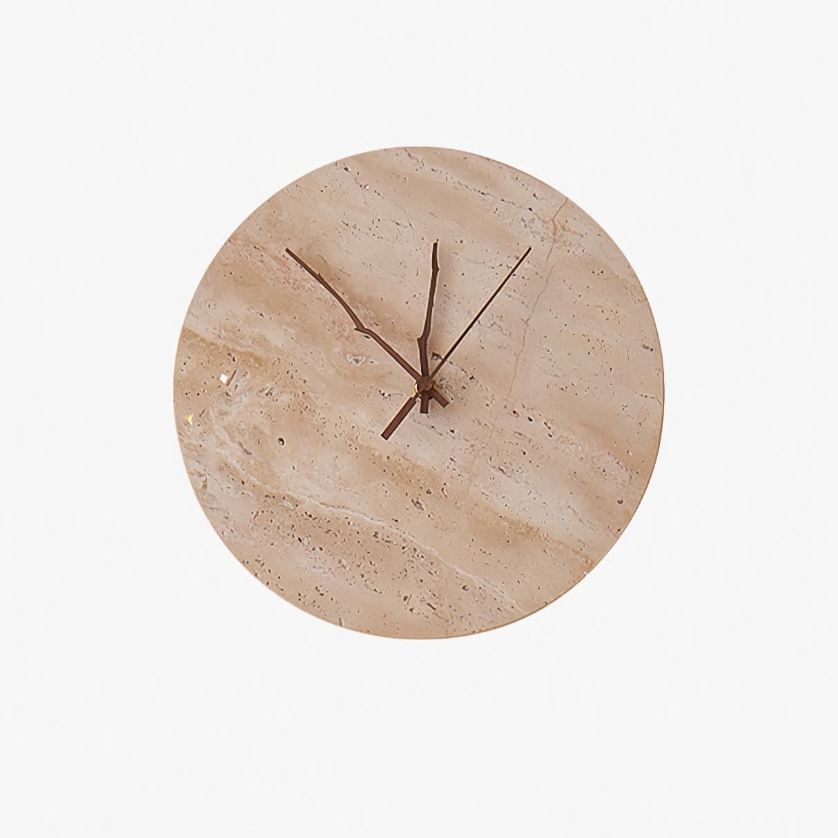 Clock Travertine Wall Lamp with LED Light and Bronze Hands