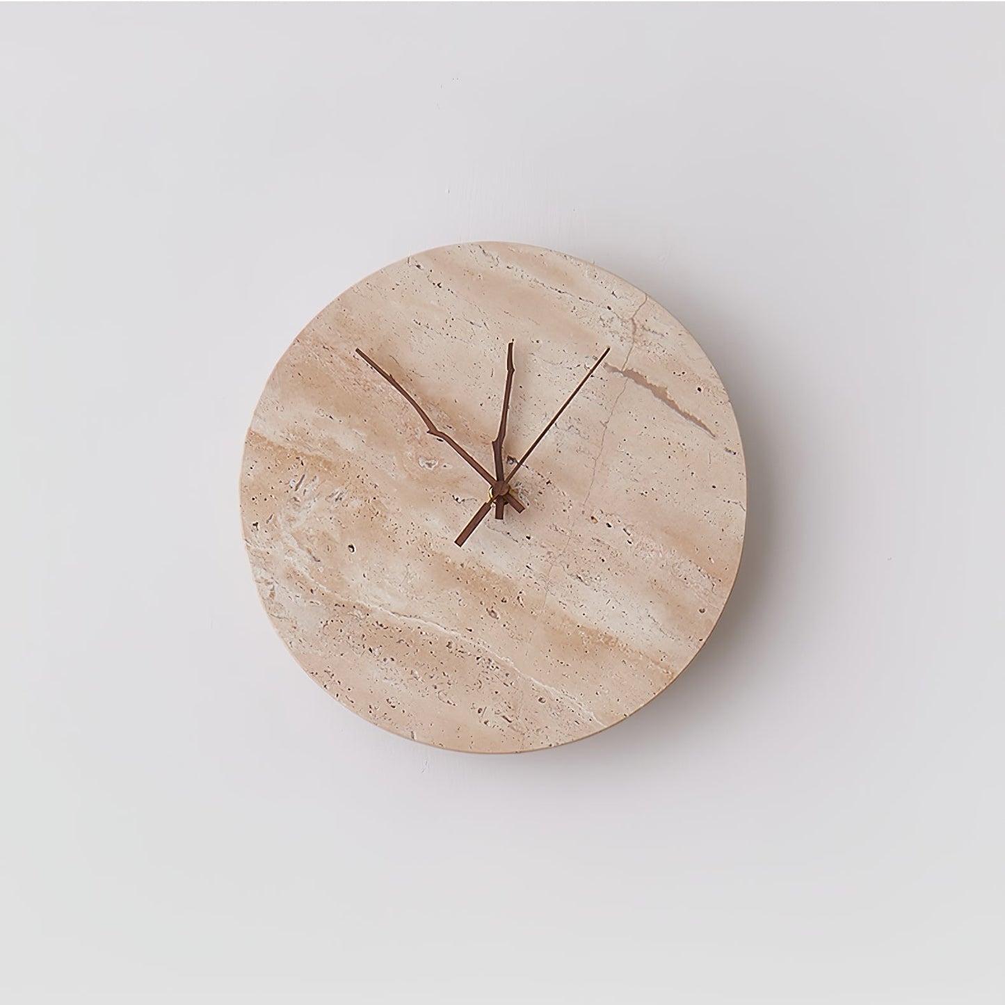 Clock Travertine Wall Lamp with LED Light and Bronze Hands