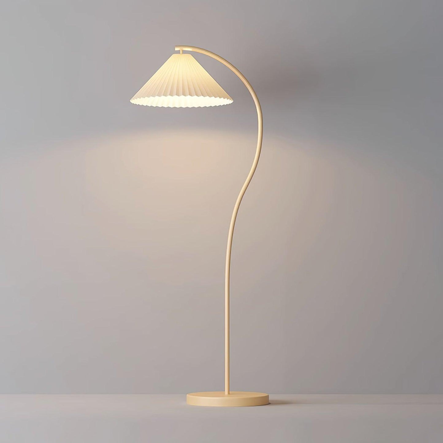 Crescini Pleated Floor Lamp with LED, Cream Shade, Dimmable