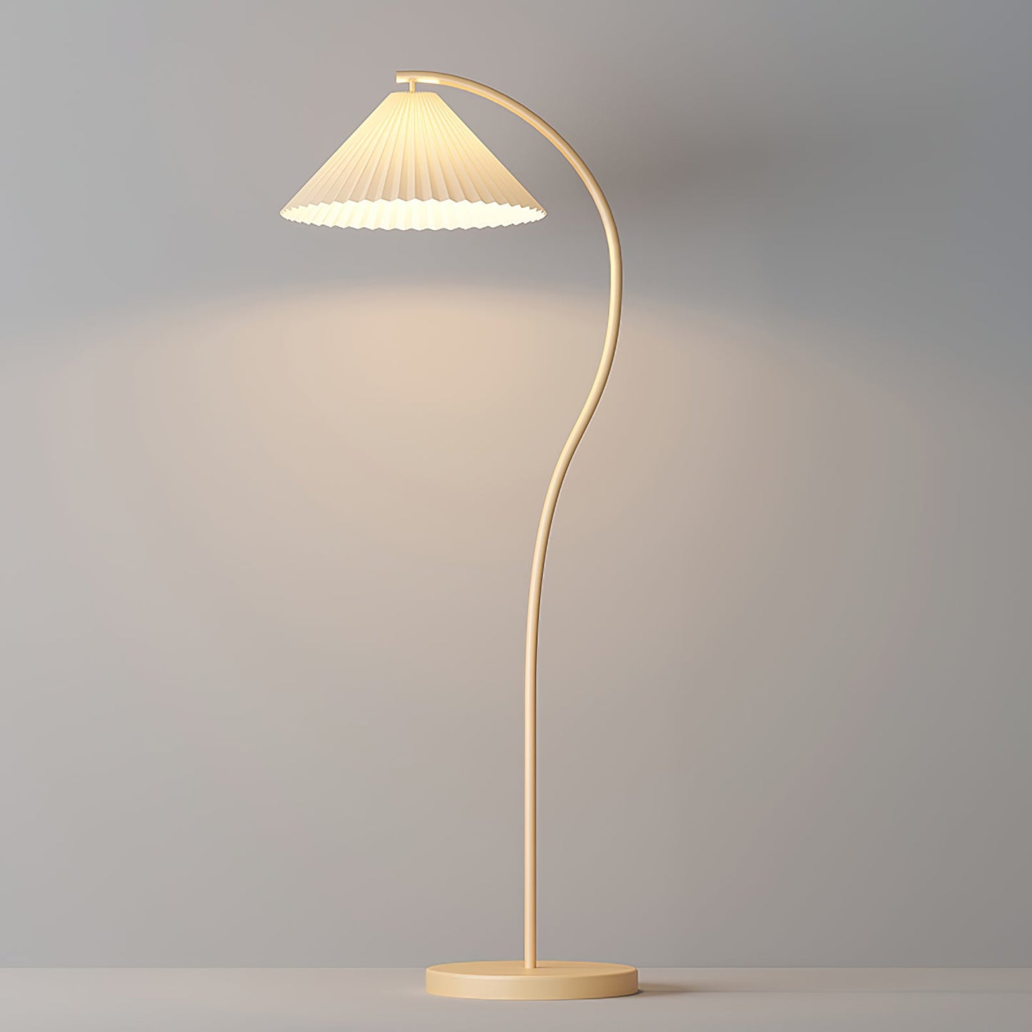 Crescini Pleated Floor Lamp with LED, Cream Shade, Dimmable