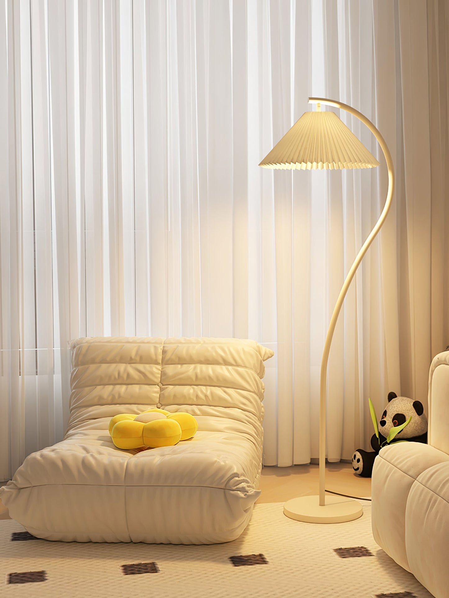 Crescini Pleated Floor Lamp with LED, Cream Shade, Dimmable