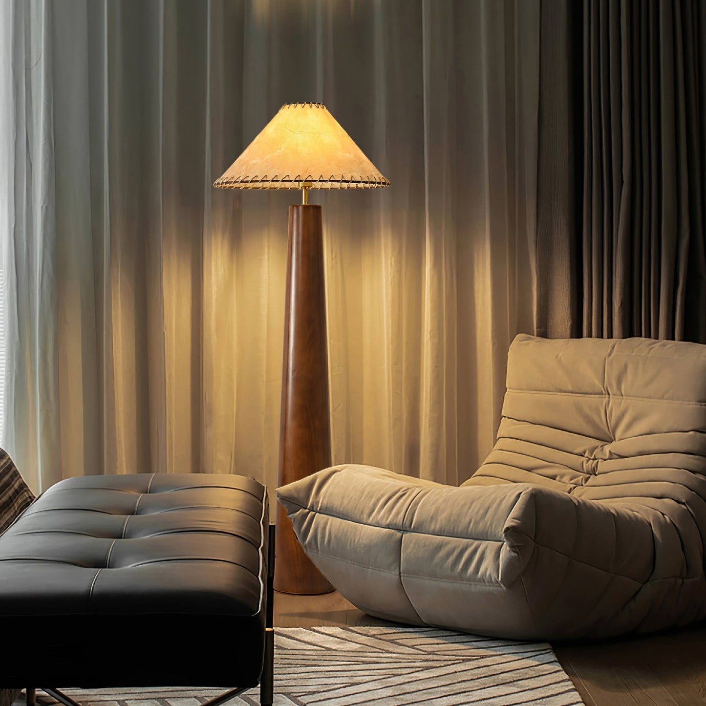 Crestview Paper Column Floor Lamp with Handmade Shade