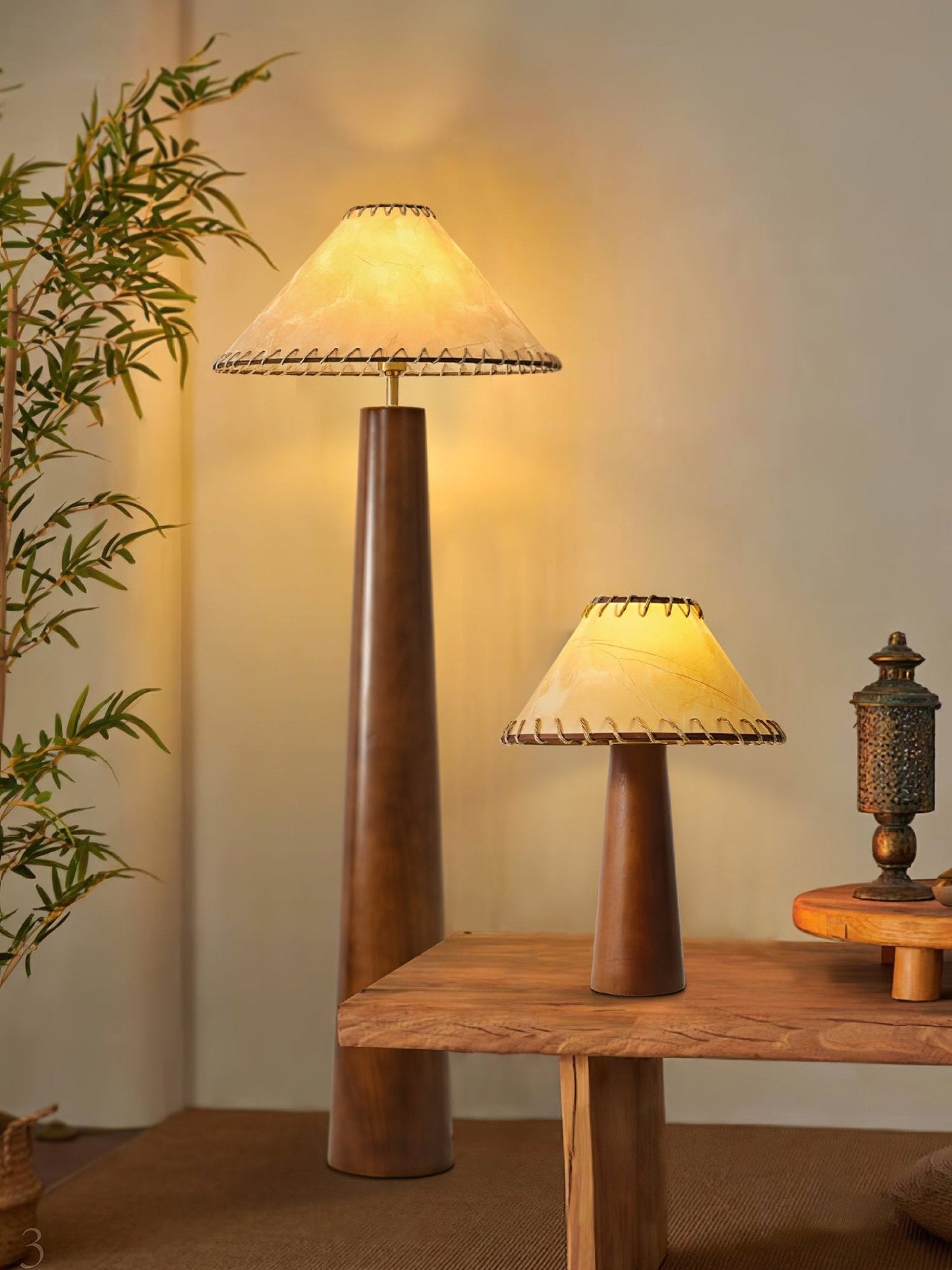 Crestview Paper Column Floor Lamp with Handmade Shade