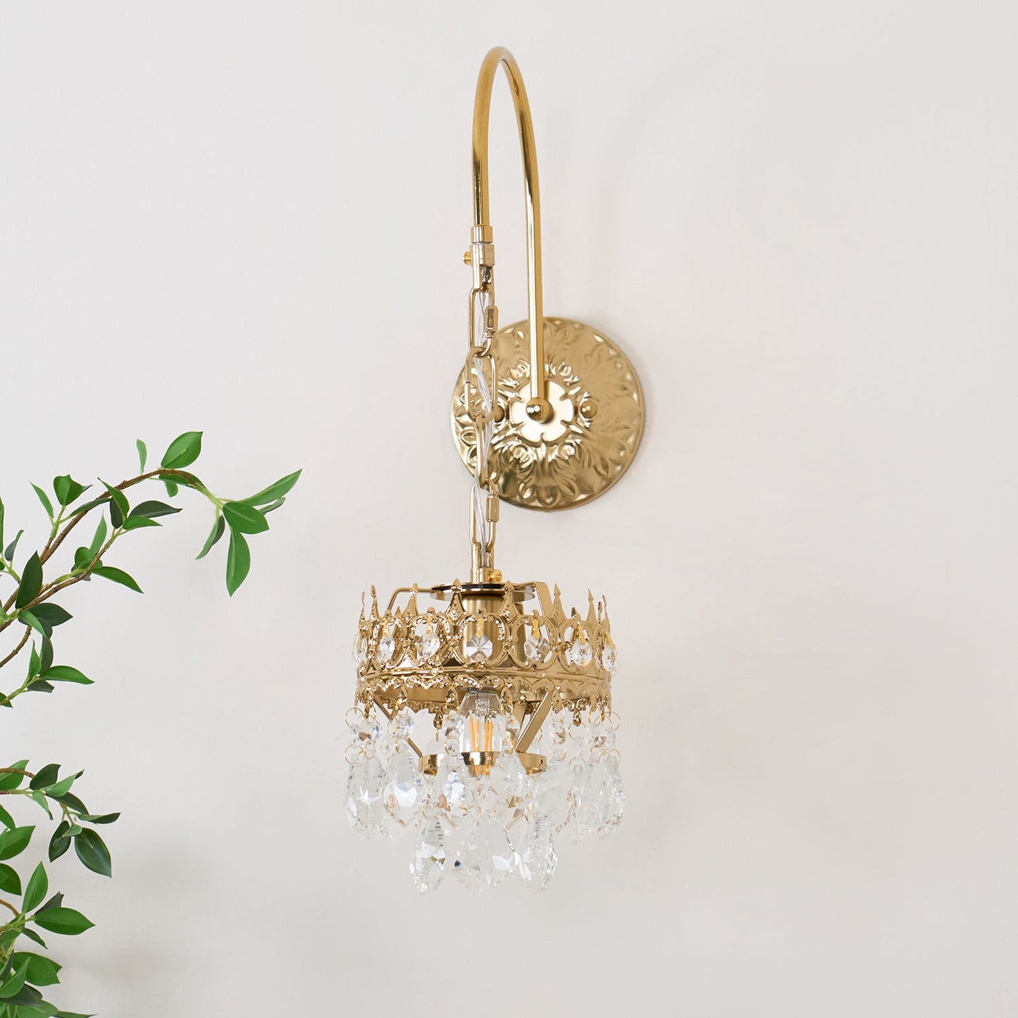 Crystal Crown Sconce LED Wall Light with Crystal Accents