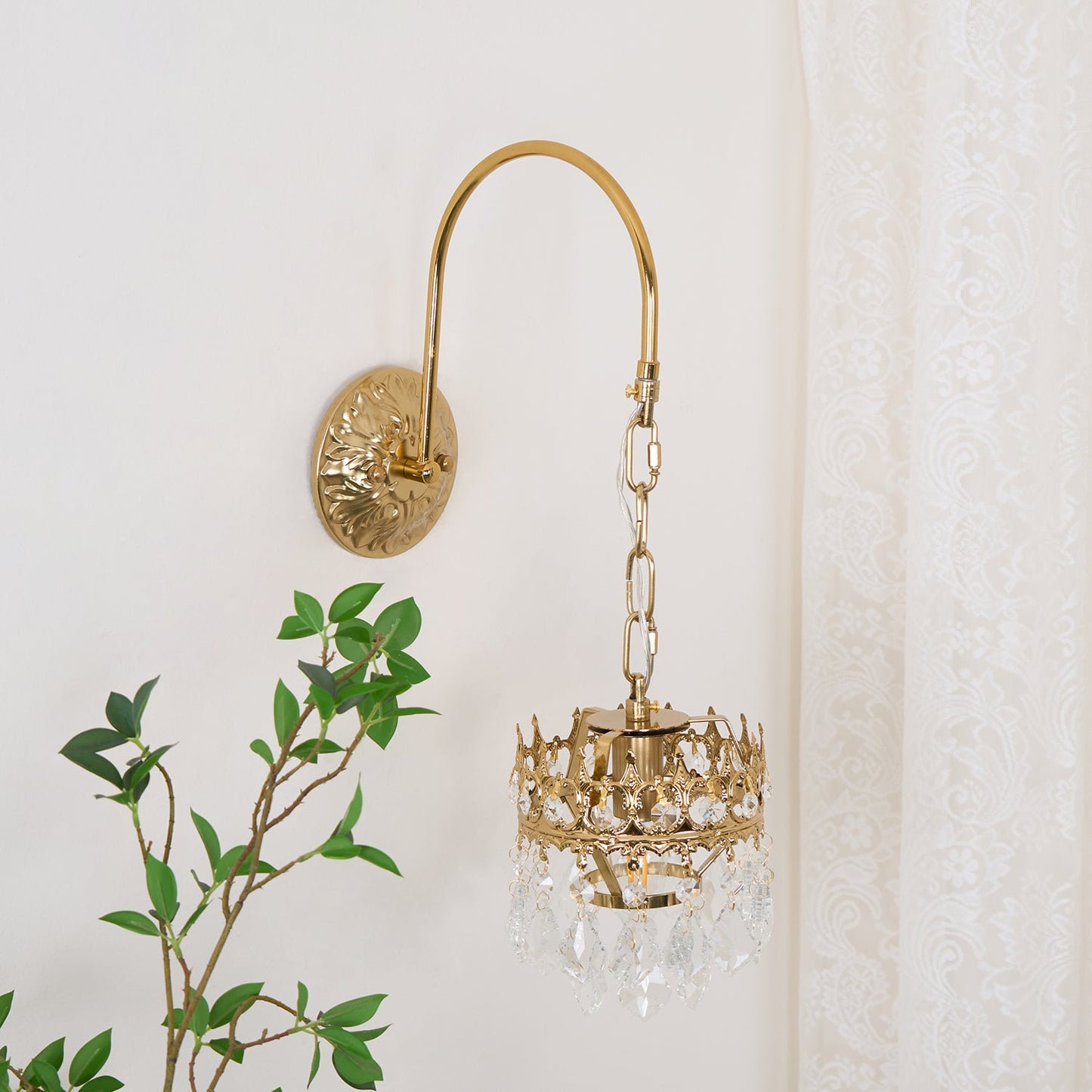 Crystal Crown Sconce LED Wall Light with Crystal Accents