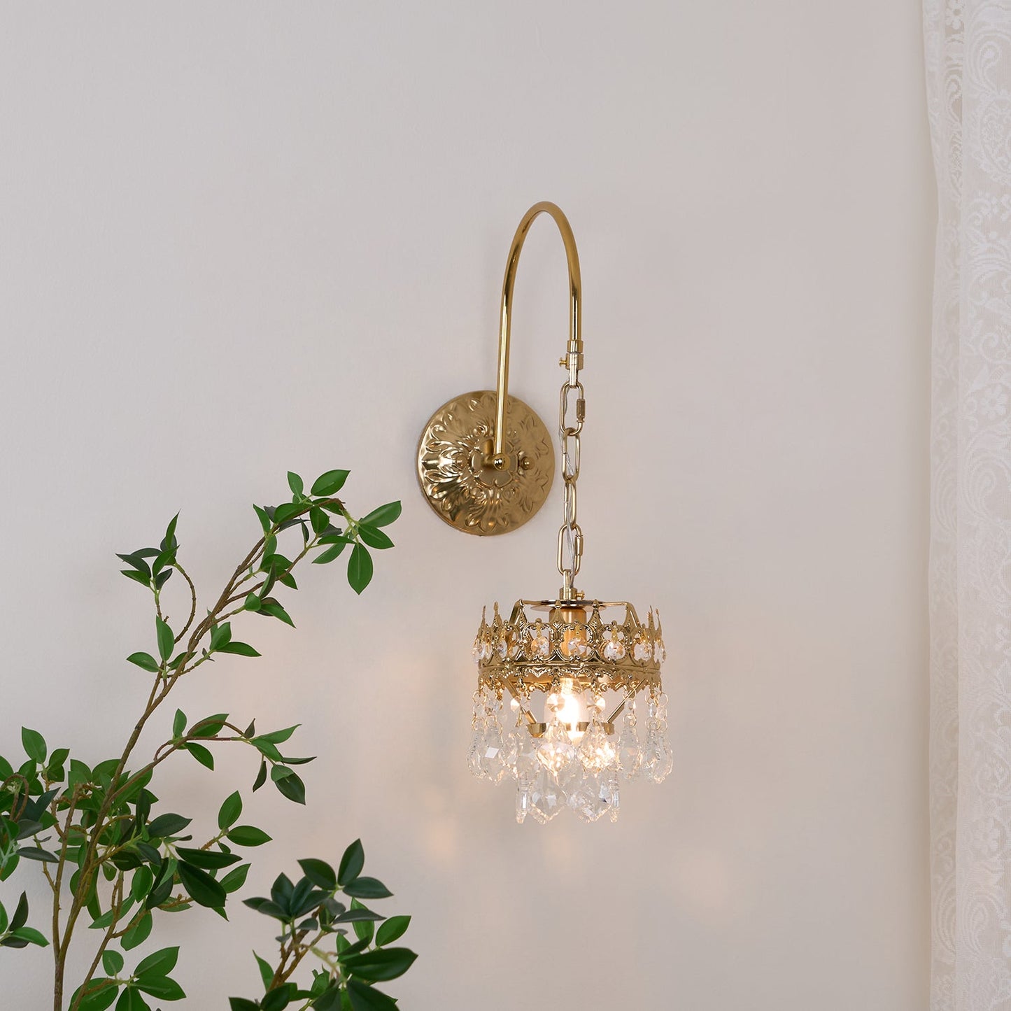Crystal Crown Sconce LED Wall Light with Crystal Accents