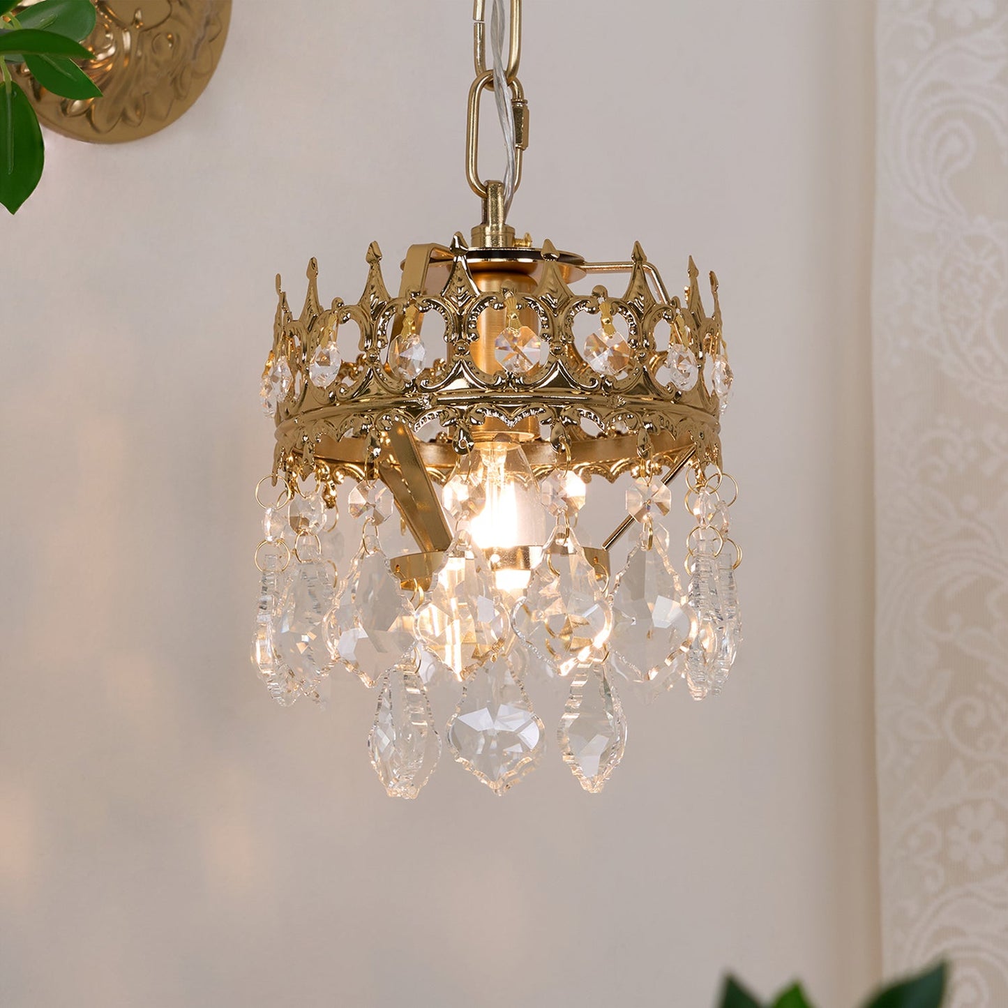 Crystal Crown Sconce LED Wall Light with Crystal Accents