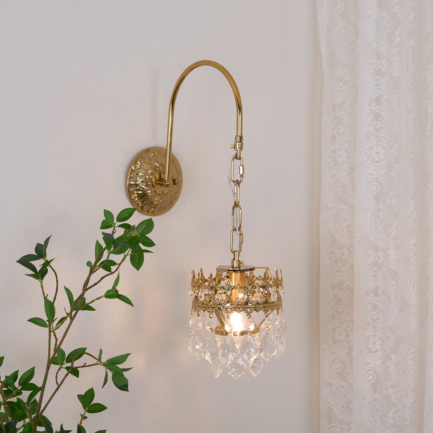 Crystal Crown Sconce LED Wall Light with Crystal Accents