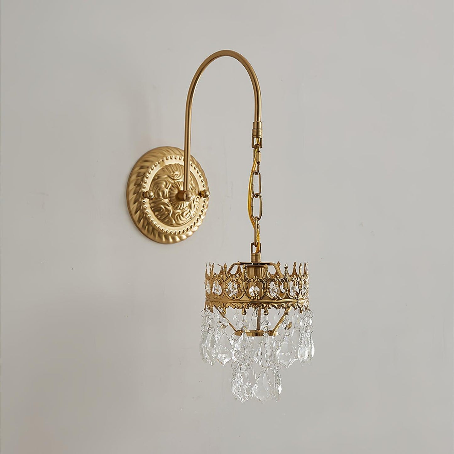 Crystal Crown Sconce LED Wall Light with Crystal Accents