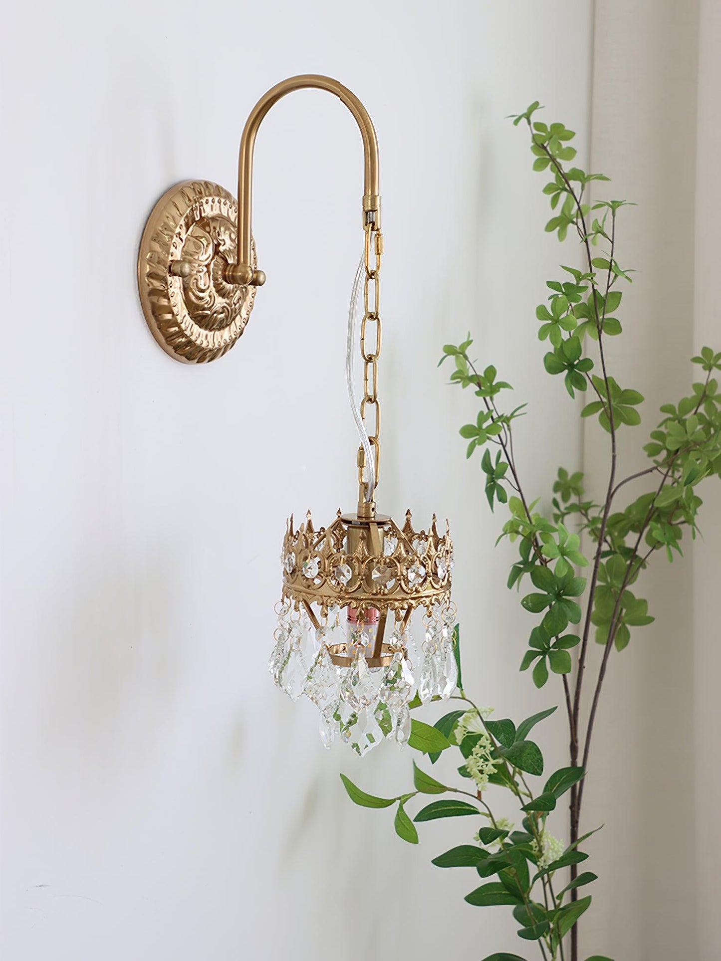 Crystal Crown Sconce LED Wall Light with Crystal Accents