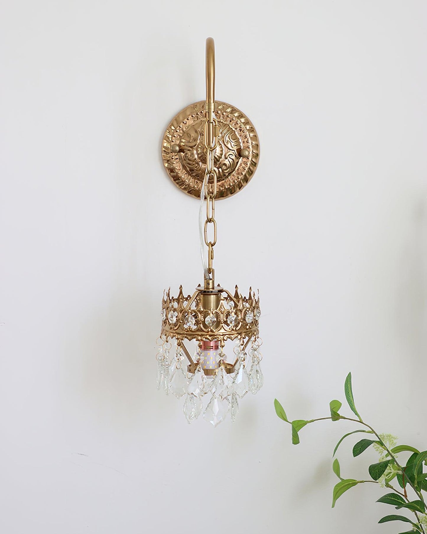 Crystal Crown Sconce LED Wall Light with Crystal Accents