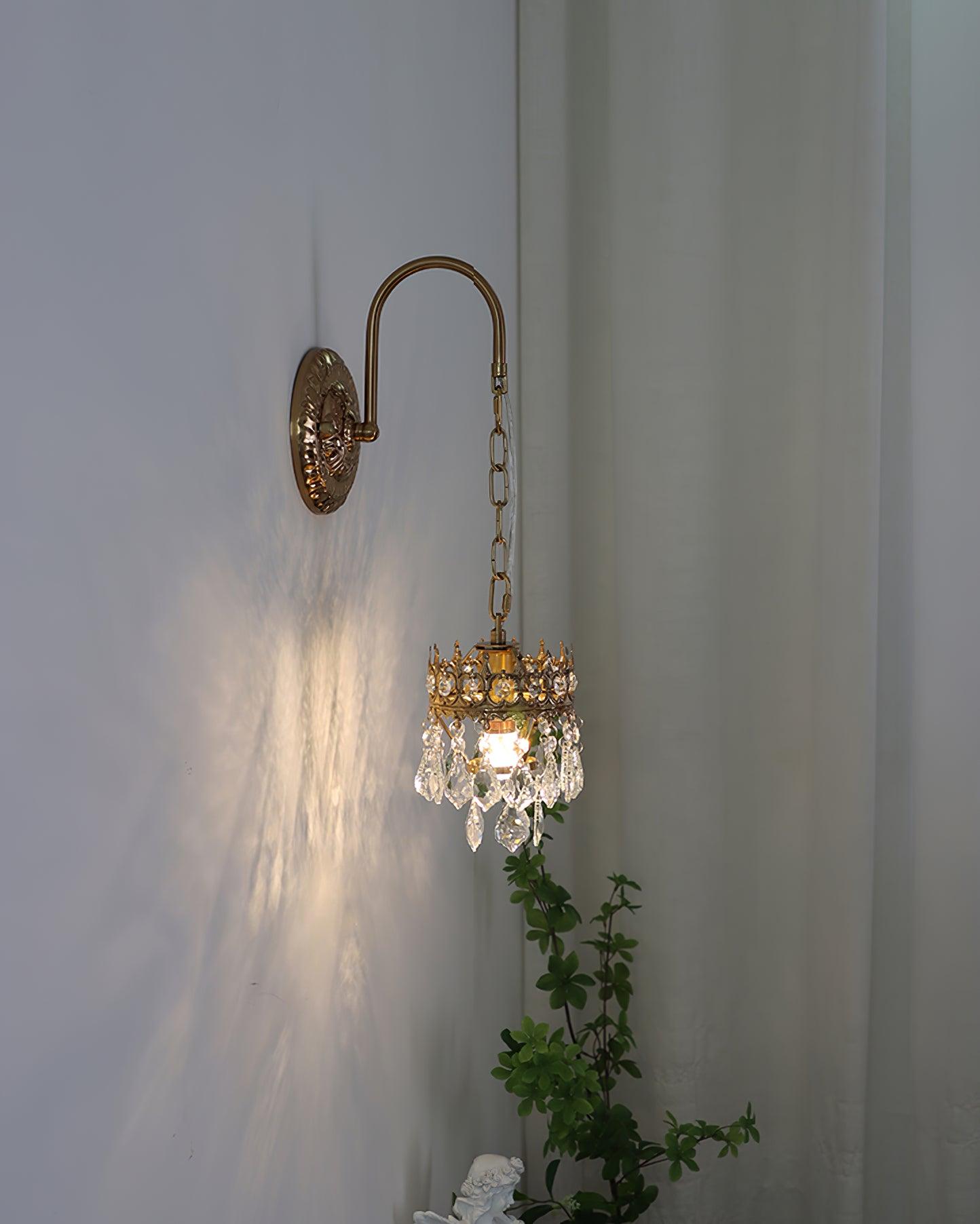 Crystal Crown Sconce LED Wall Light with Crystal Accents