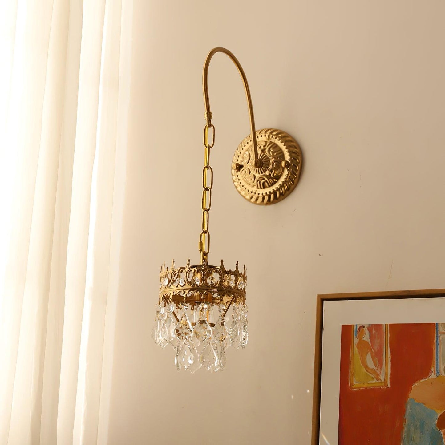 Crystal Crown Sconce LED Wall Light with Crystal Accents