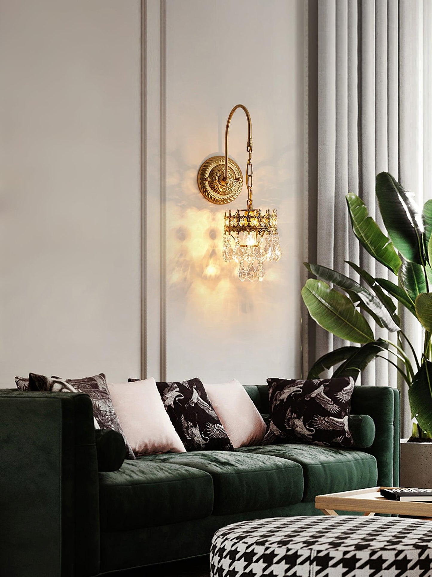 Crystal Crown Sconce LED Wall Light with Crystal Accents