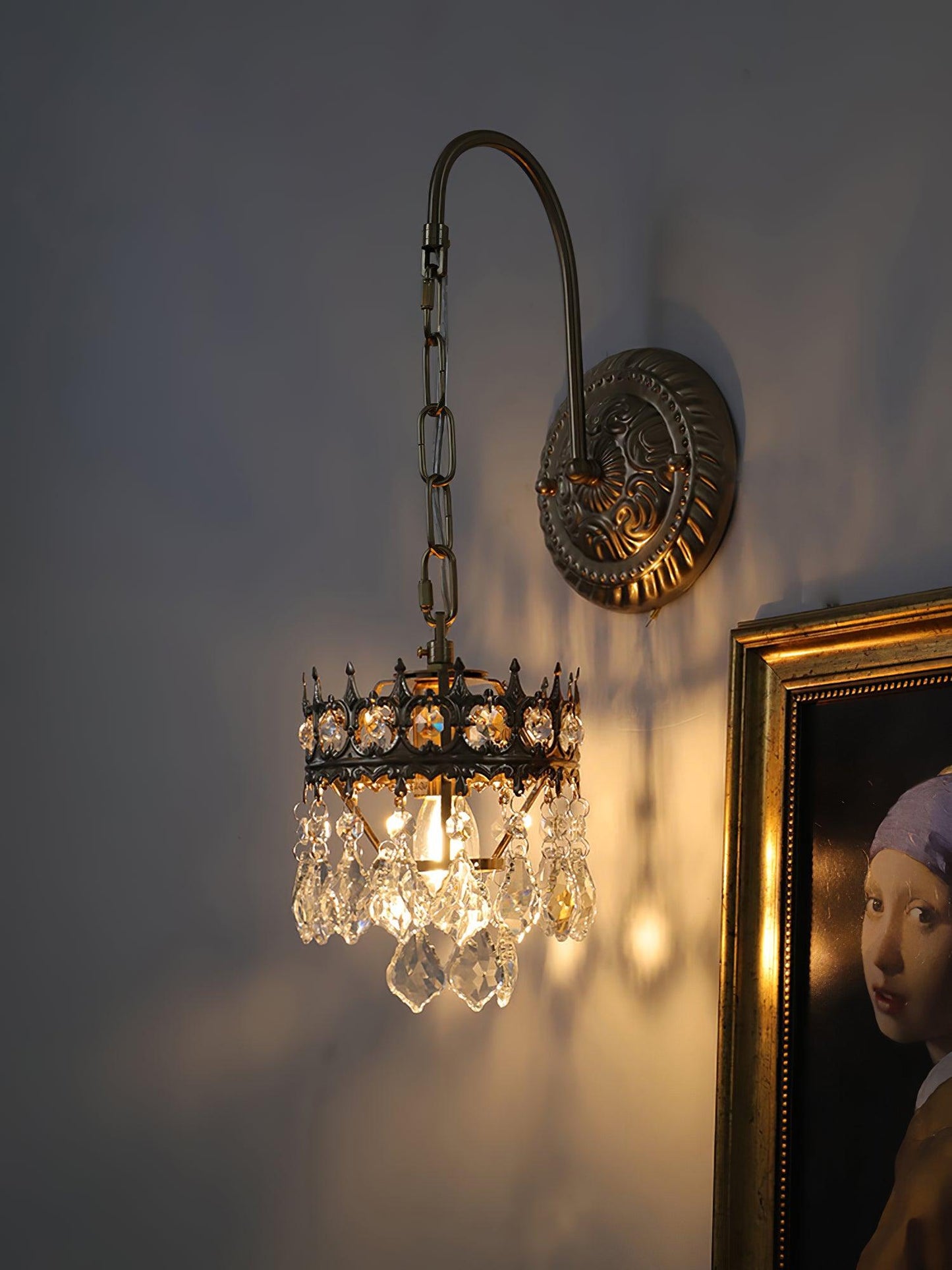 Crystal Crown Sconce LED Wall Light with Crystal Accents