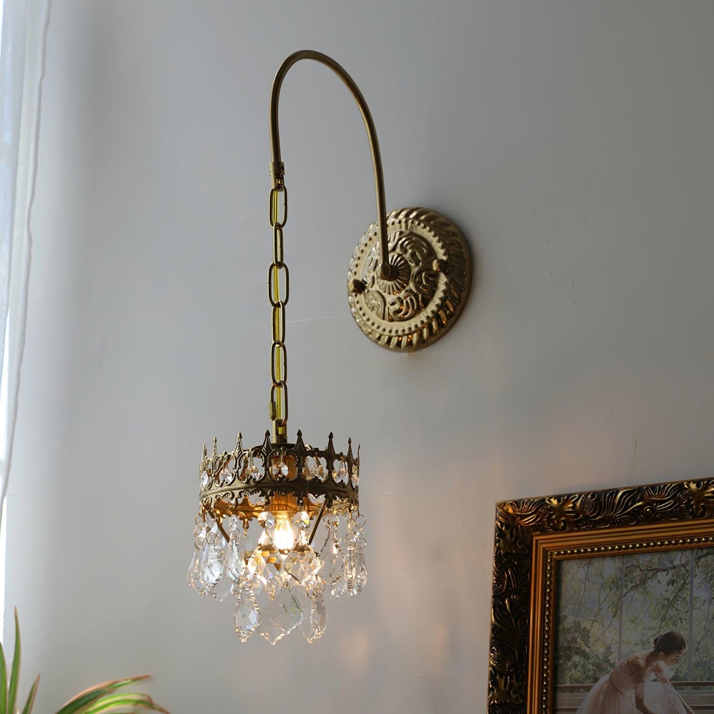 Crystal Crown Sconce LED Wall Light with Crystal Accents