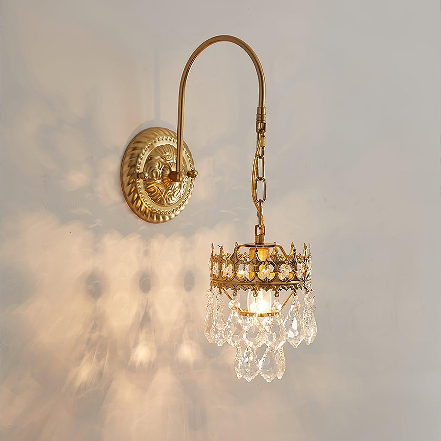 Crystal Crown Sconce LED Wall Light with Crystal Accents