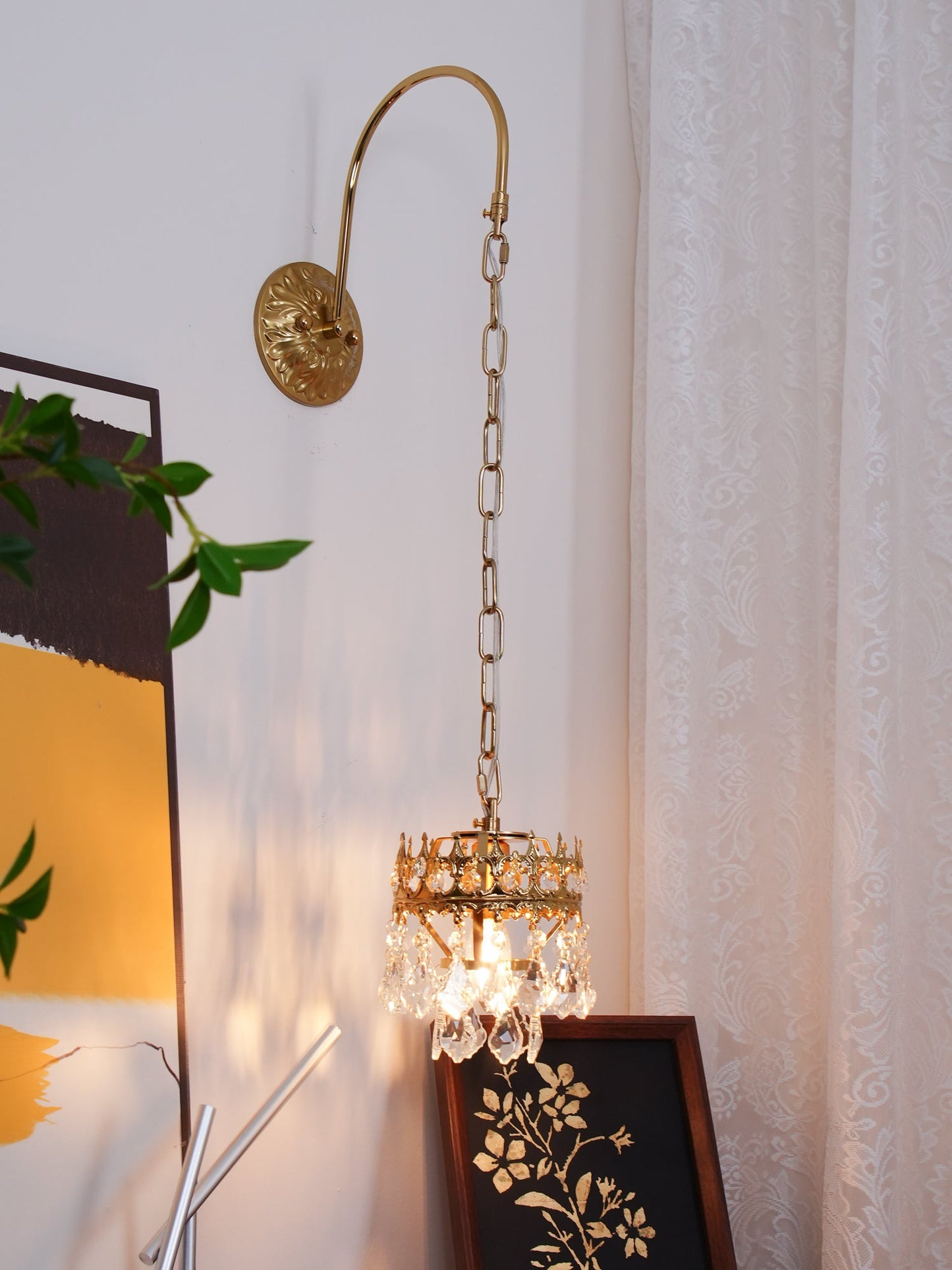 Crystal Crown Sconce LED Wall Light with Crystal Accents