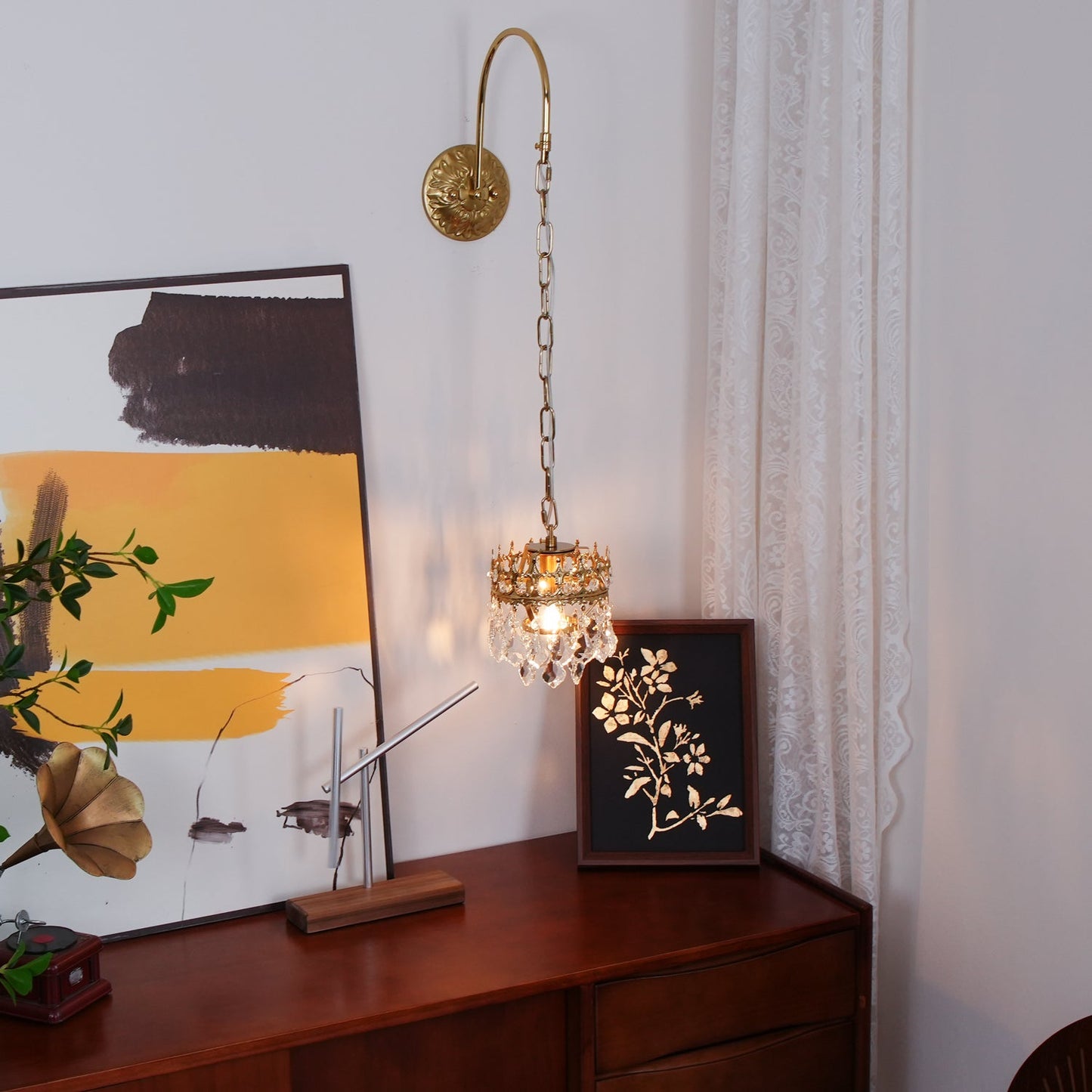 Crystal Crown Sconce LED Wall Light with Crystal Accents