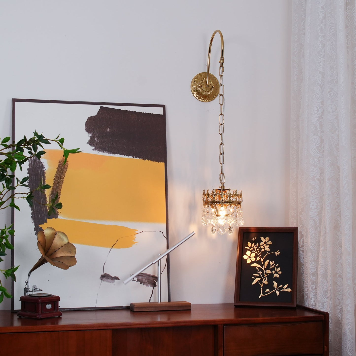 Crystal Crown Sconce LED Wall Light with Crystal Accents
