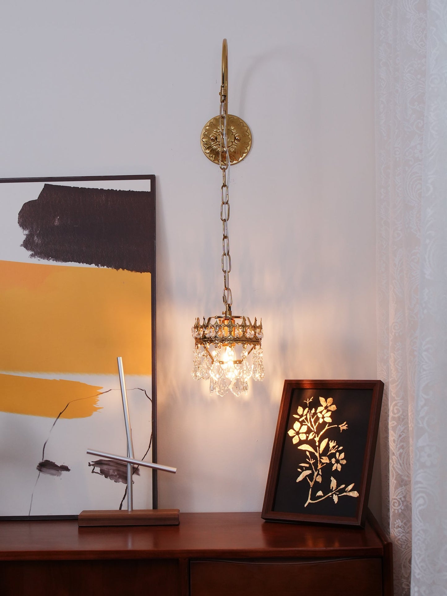 Crystal Crown Sconce LED Wall Light with Crystal Accents