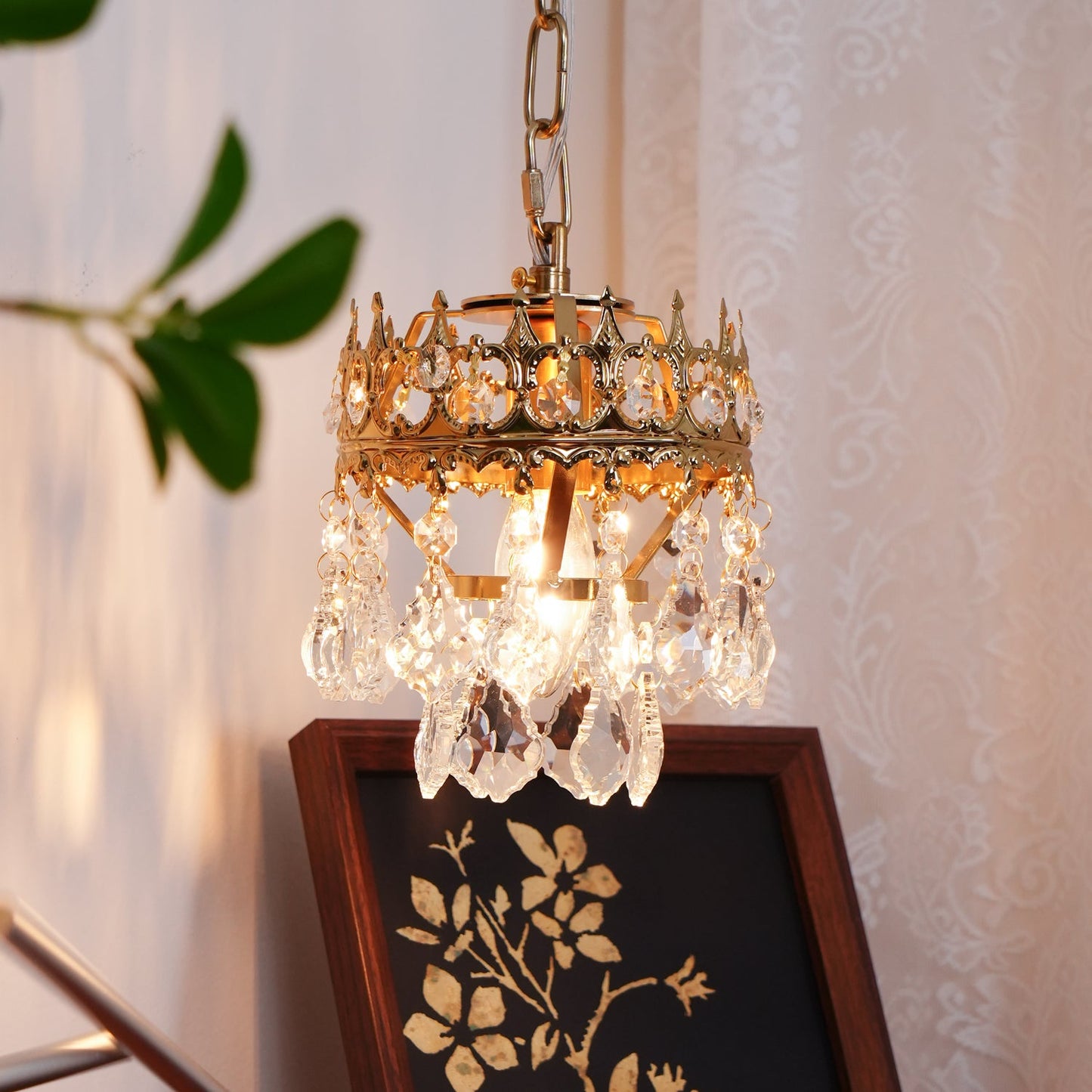 Crystal Crown Sconce LED Wall Light with Crystal Accents