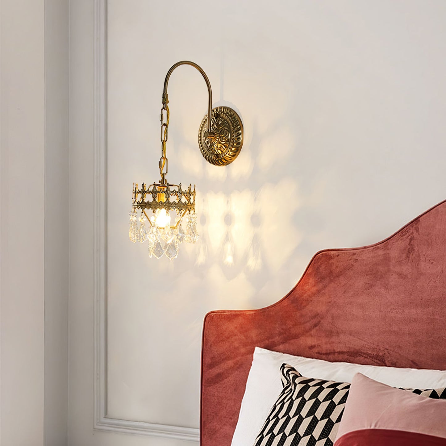 Crystal Crown Sconce LED Wall Light with Crystal Accents