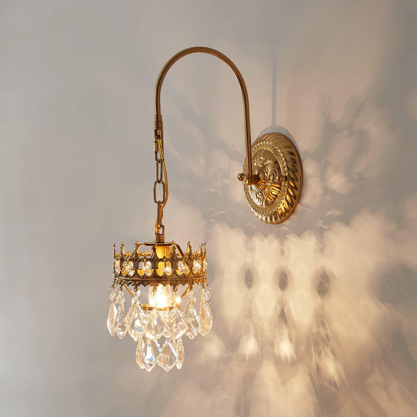 Crystal Crown Sconce LED Wall Light with Crystal Accents