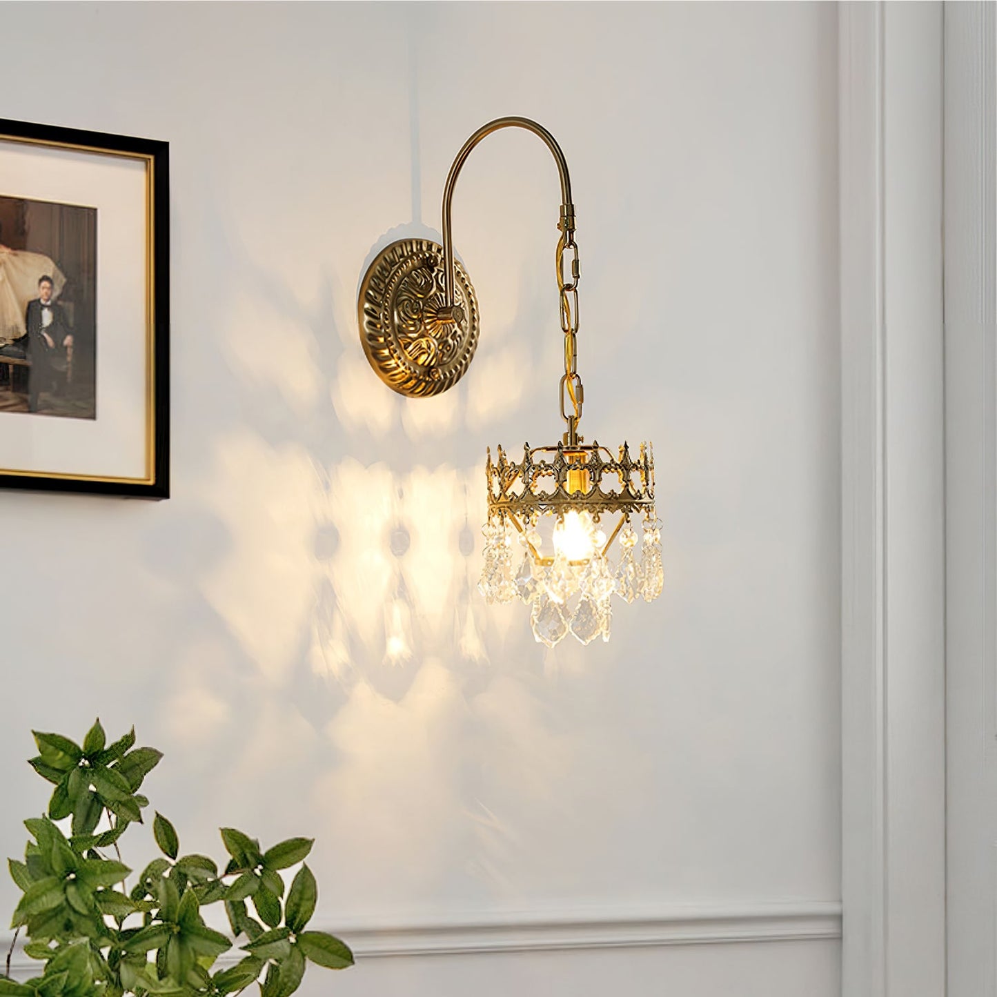 Crystal Crown Sconce LED Wall Light with Crystal Accents