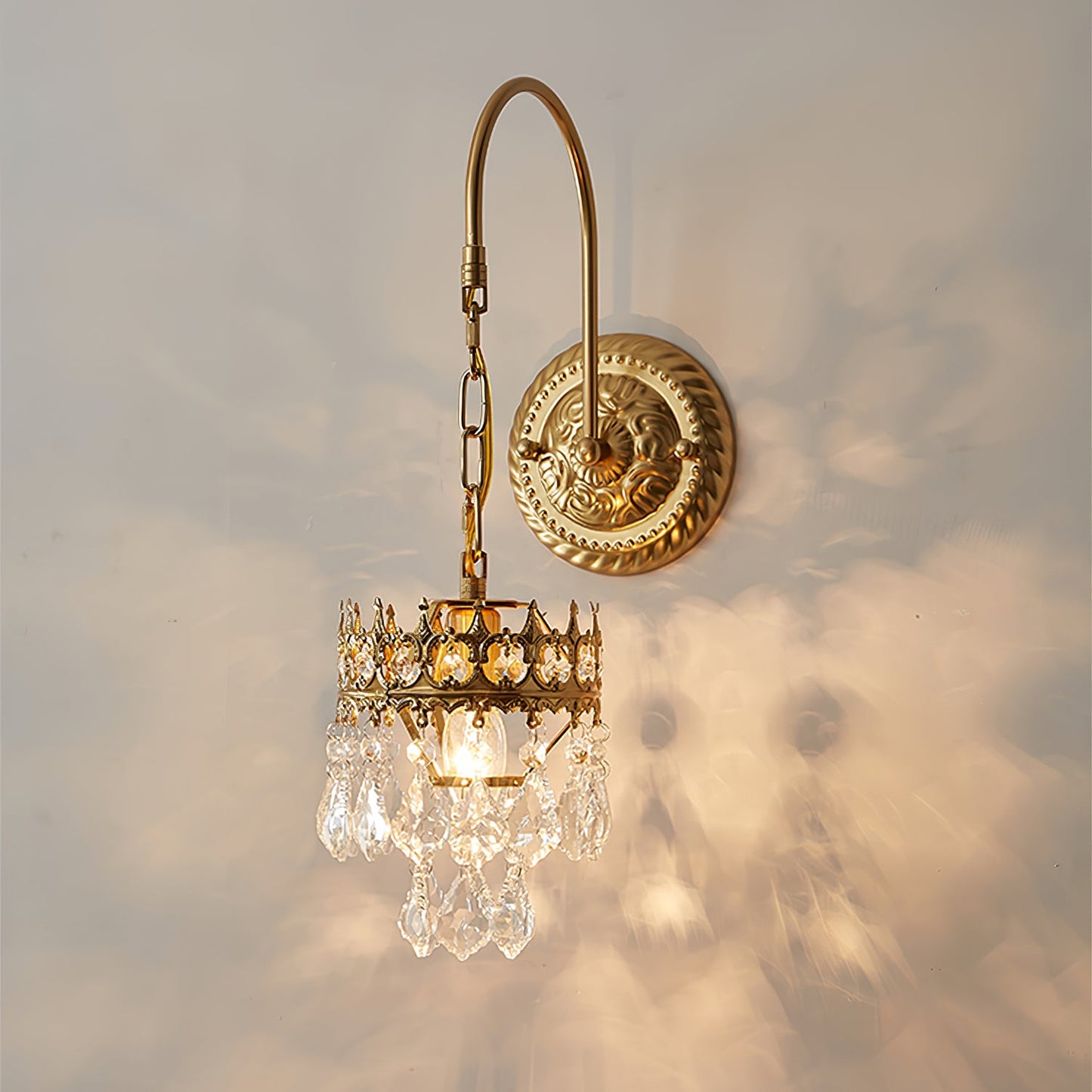 Crystal Crown Sconce LED Wall Light with Crystal Accents