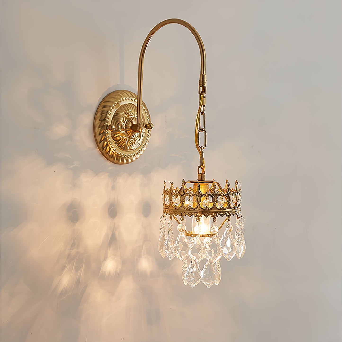 Crystal Crown Sconce LED Wall Light with Crystal Accents