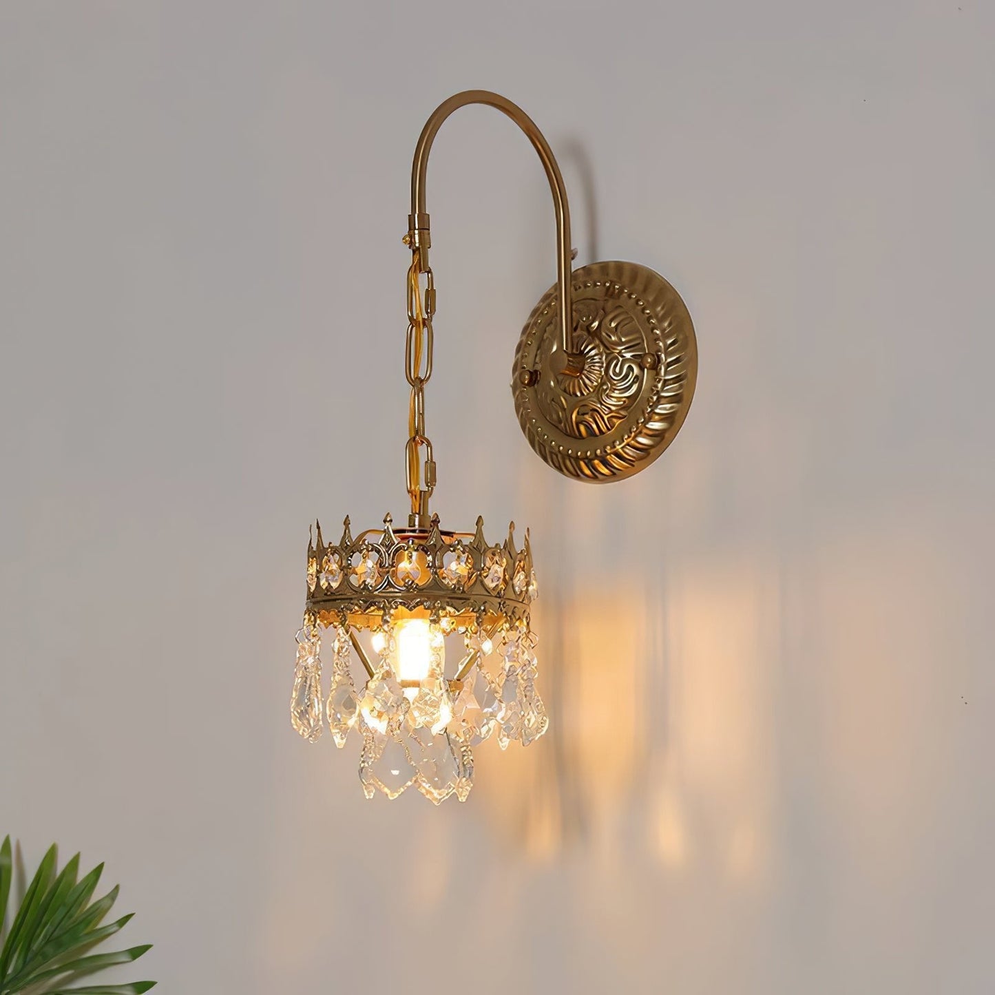 Crystal Crown Sconce LED Wall Light with Crystal Accents