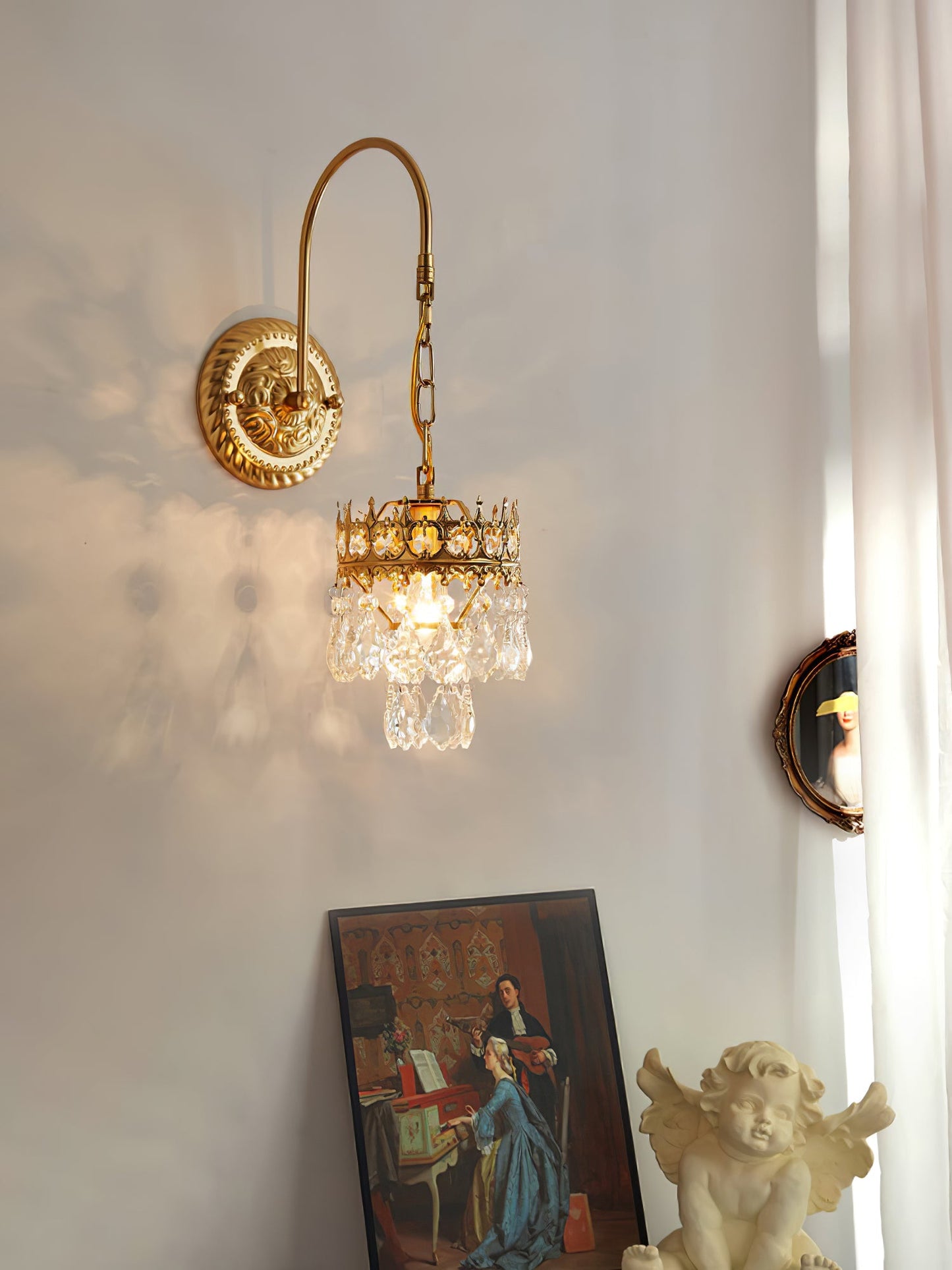 Crystal Crown Sconce LED Wall Light with Crystal Accents