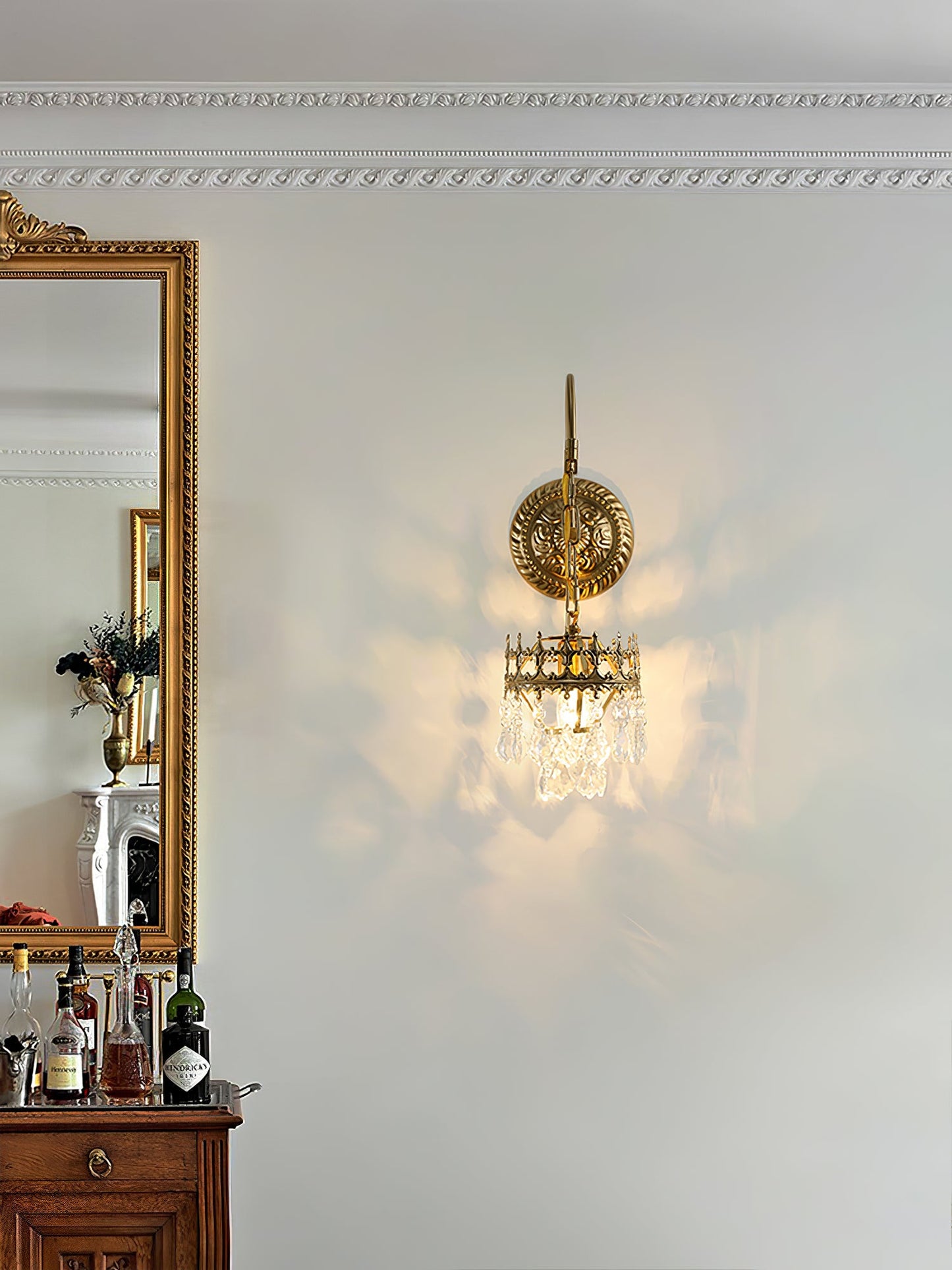 Crystal Crown Sconce LED Wall Light with Crystal Accents
