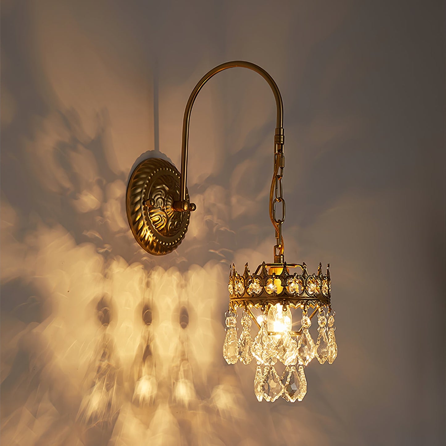 Crystal Crown Sconce LED Wall Light with Crystal Accents
