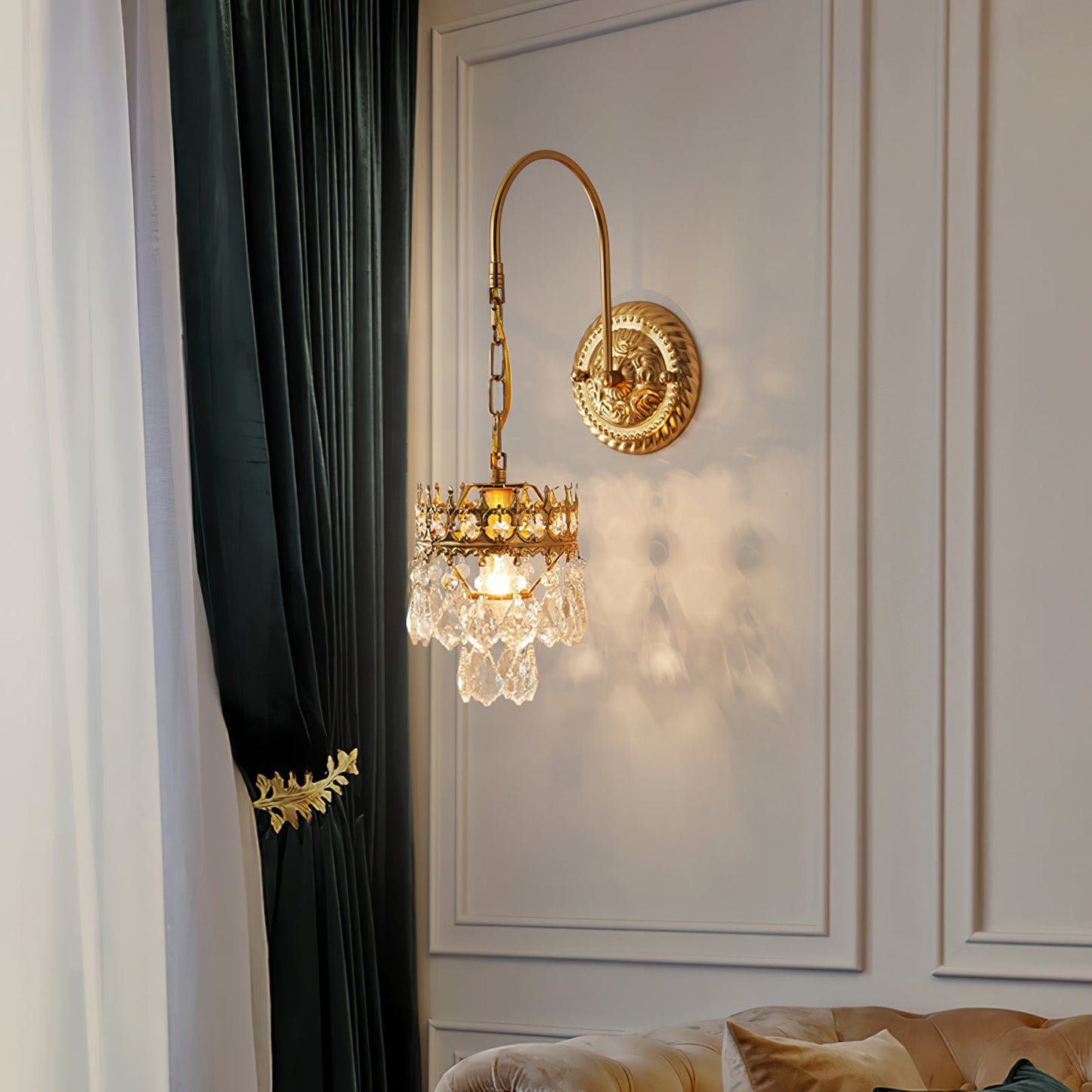 Crystal Crown Sconce LED Wall Light with Crystal Accents