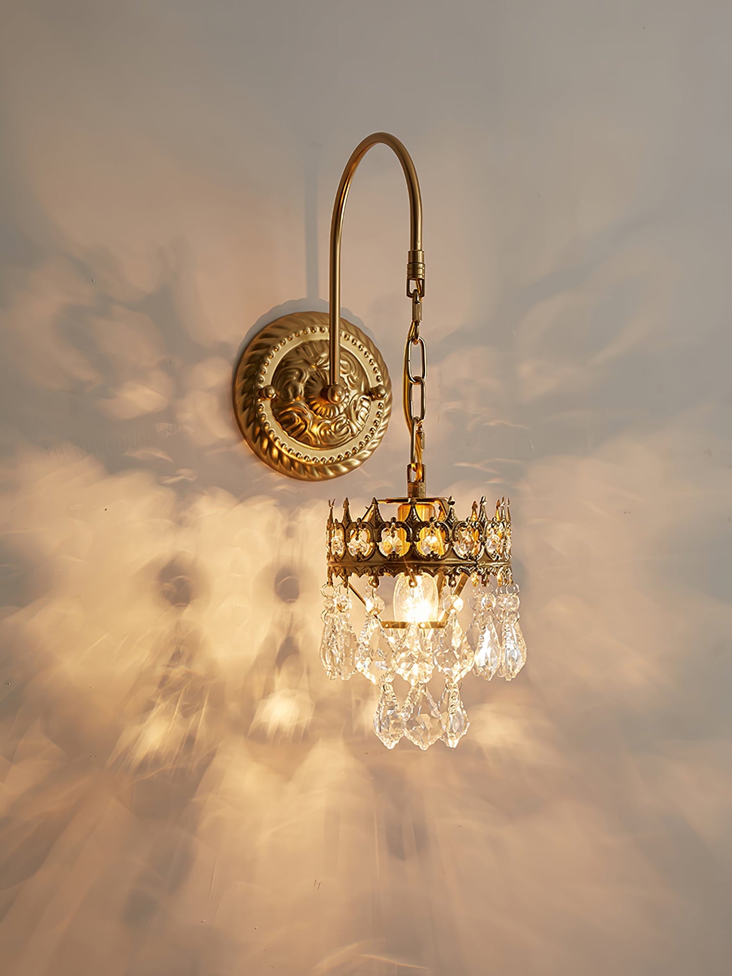 Crystal Crown Sconce LED Wall Light with Crystal Accents