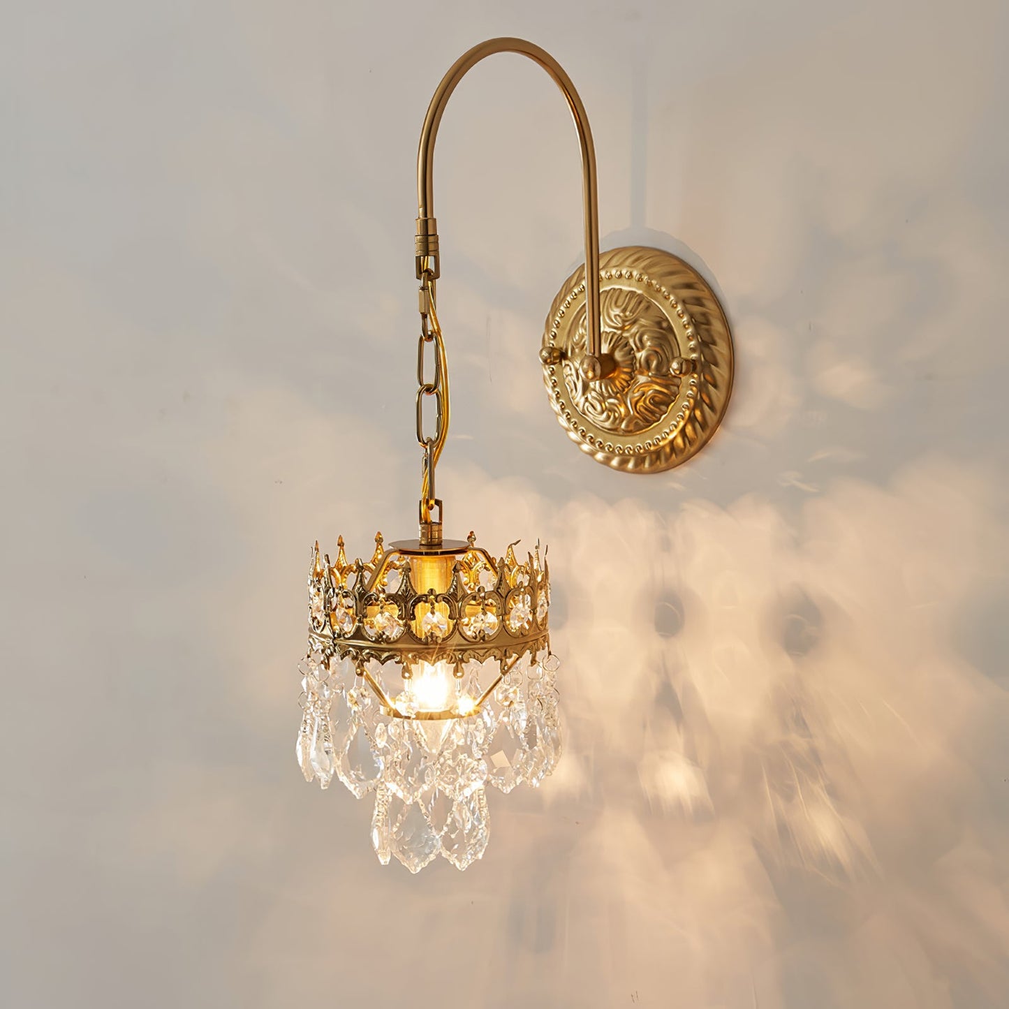 Crystal Crown Sconce LED Wall Light with Crystal Accents