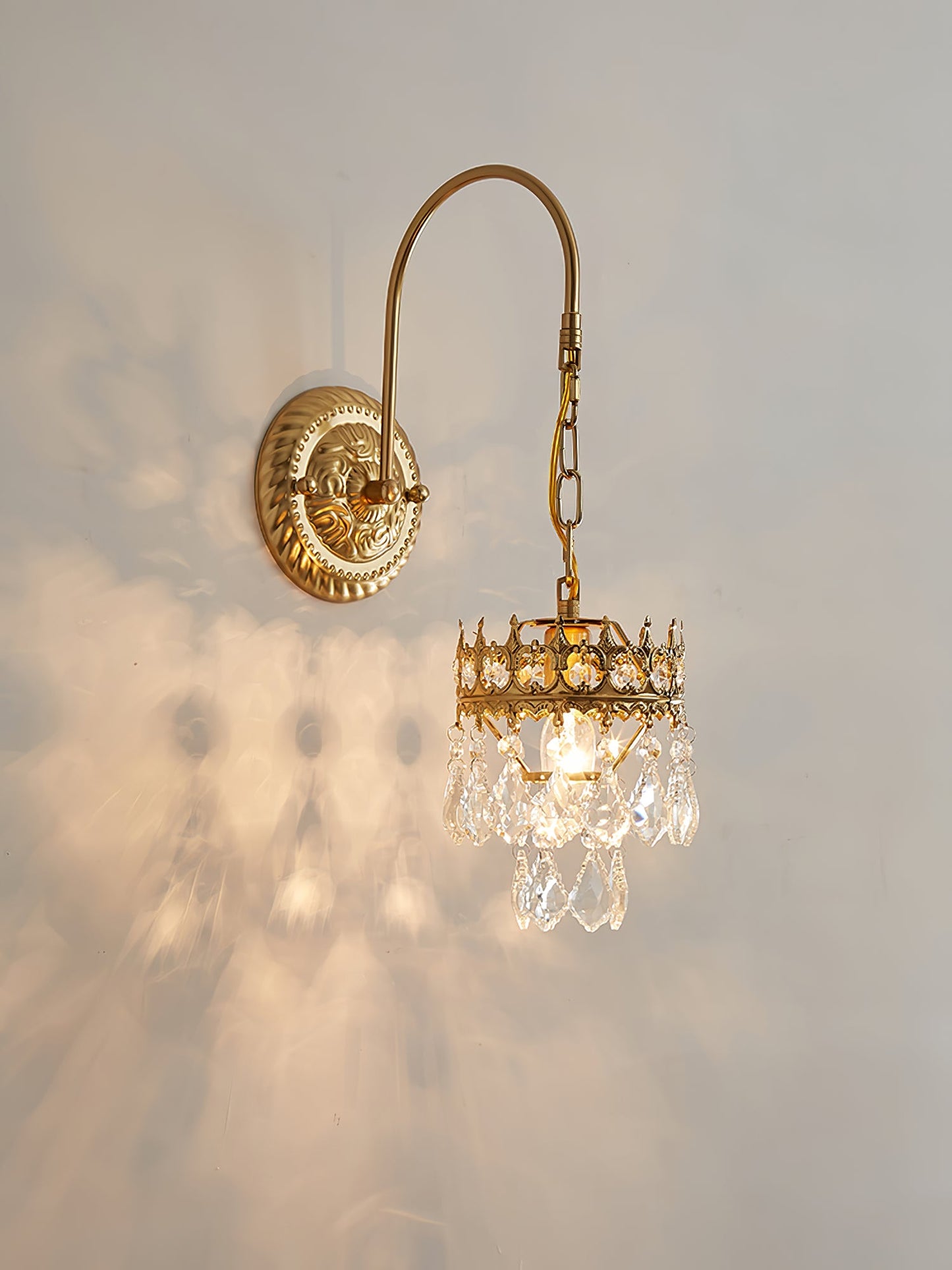 Crystal Crown Sconce LED Wall Light with Crystal Accents