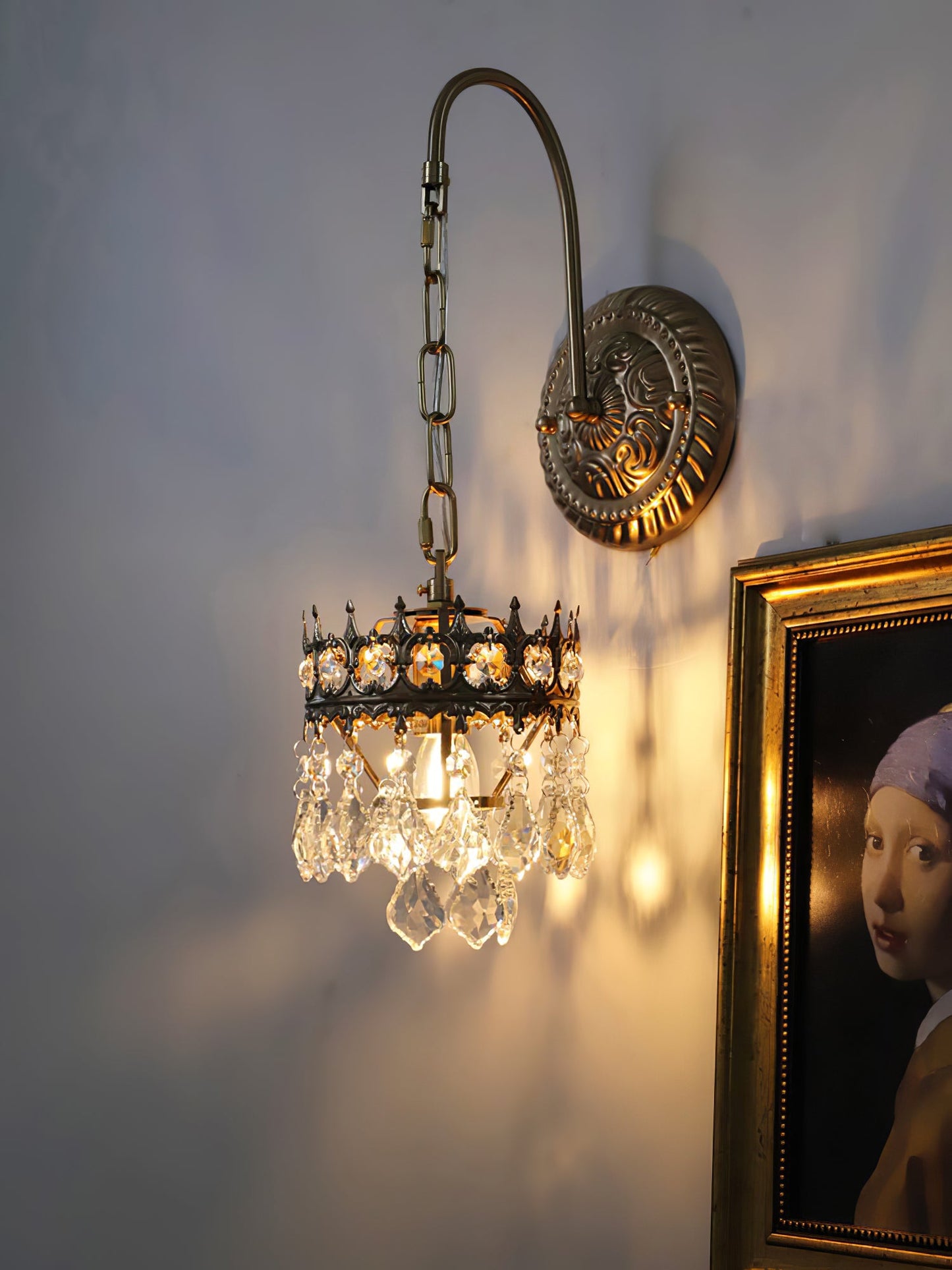 Crystal Crown Sconce LED Wall Light with Crystal Accents