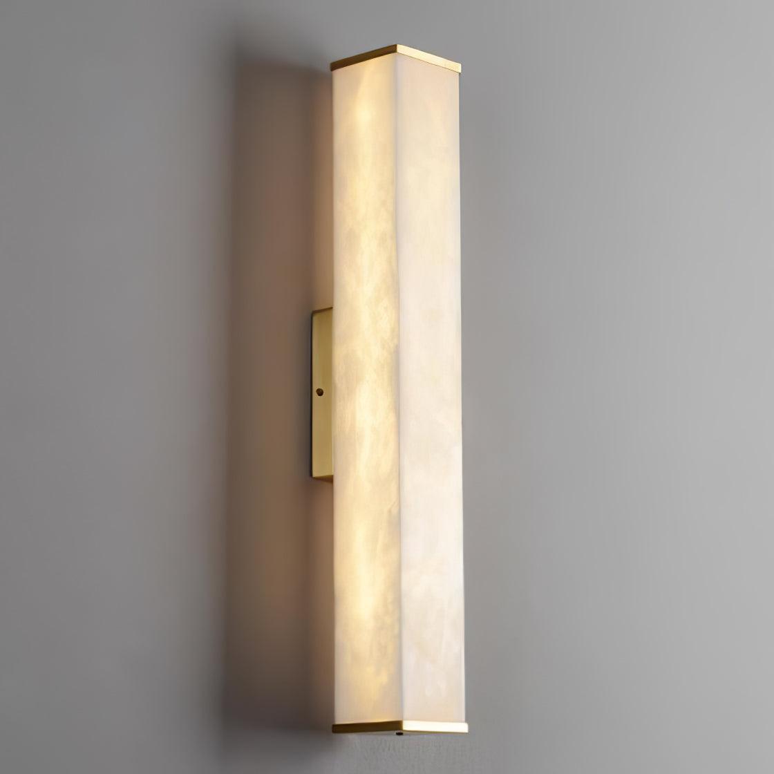 Cuboid Alabaster Wall Light with Brass Frame and LED