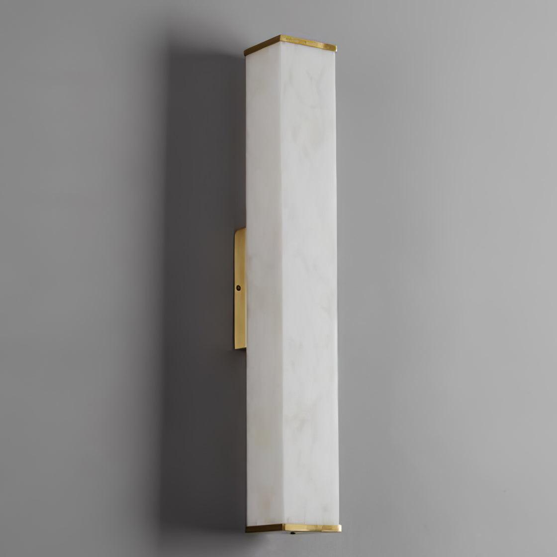 Cuboid Alabaster Wall Light with Brass Frame and LED