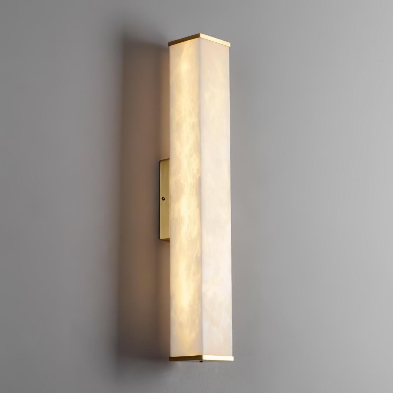 Cuboid Alabaster Wall Light with Brass Frame and LED